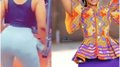 Netizens reaction To Benedicta Gafah hitting the gym with hip pad