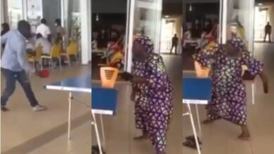 Barefooted Lady Beats Man Doing Pah Pah During Table Tennis Game - Video Below