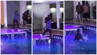 Trending Ghanaian artiste Falls Into A Pool During Performance At A Party - Video