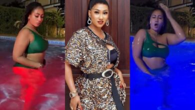 Hajia4Real Flaunts Her Multi Million Customized Swimming Pool That Changes Color - Video